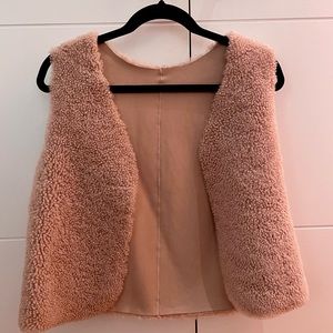 Bonpoint Girls Reversible Shearling Vest Pink